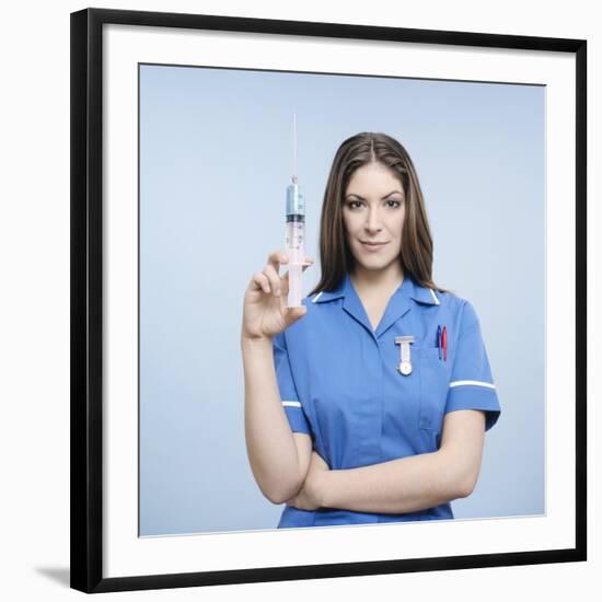 Nurse with Syringe-Kevin Curtis-Framed Photographic Print