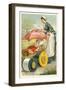 Nursemaid Wheeling Pram-null-Framed Art Print