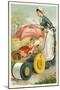 Nursemaid Wheeling Pram-null-Mounted Art Print