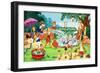 Nursery Animals Playing in the Garden-English School-Framed Giclee Print