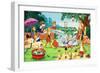 Nursery Animals Playing in the Garden-English School-Framed Giclee Print