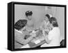 Nurses Aiko Hamaguchi, Chiye Yamanaki, Catherine Yamaguchi, and Kazoko Nagahama playing bridge-Ansel Adams-Framed Stretched Canvas