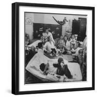 Nurses and Animals Watching One of the Hospital's Methods of Using Therapy with Animals-Francis Miller-Framed Photographic Print