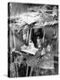 Nurses are Seen Clearing Debris from One of the Wards in St. Peter's Hospital, Stepney, East London-null-Stretched Canvas