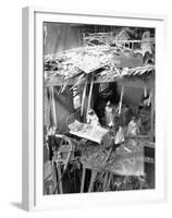 Nurses are Seen Clearing Debris from One of the Wards in St. Peter's Hospital, Stepney, East London-null-Framed Premium Photographic Print