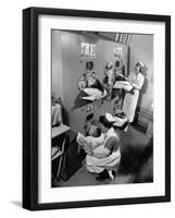 Nurses at Children's Hospital Tending Young Polio Patients Contained in Iron Lung Room-Hansel Mieth-Framed Photographic Print