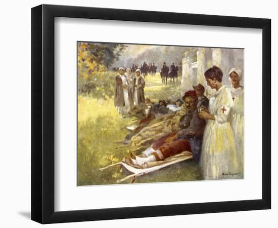 Nurses Attend to Wounded French Soldiers-A. De Riquer-Framed Art Print