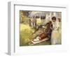 Nurses Attend to Wounded French Soldiers-A. De Riquer-Framed Art Print