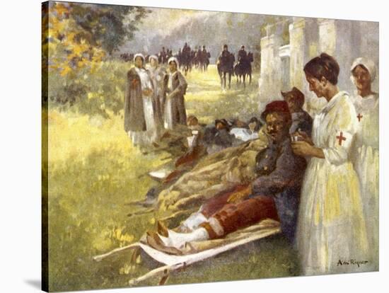 Nurses Attend to Wounded French Soldiers-A. De Riquer-Stretched Canvas