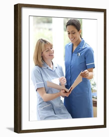 Nurses Checking Notes-Science Photo Library-Framed Photographic Print