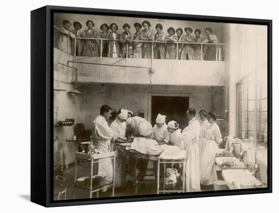 Nurses Watch a Surgical Demonstration from a Balcony-null-Framed Stretched Canvas