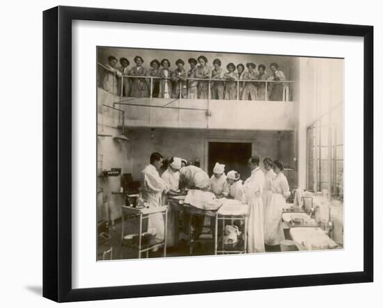 Nurses Watch a Surgical Demonstration from a Balcony-null-Framed Photographic Print