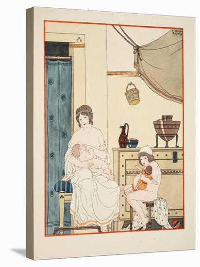 Nursing of Infants, Illustration from 'The Works of Hippocrates', 1934 (Colour Litho)-Joseph Kuhn-Regnier-Stretched Canvas