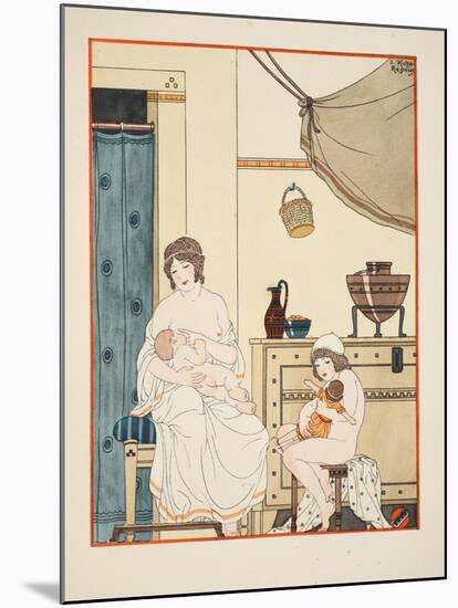 Nursing of Infants, Illustration from 'The Works of Hippocrates', 1934 (Colour Litho)-Joseph Kuhn-Regnier-Mounted Giclee Print