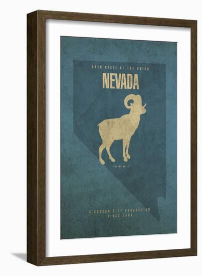 NV State Minimalist Posters-Red Atlas Designs-Framed Giclee Print