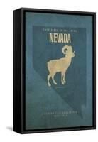 NV State Minimalist Posters-Red Atlas Designs-Framed Stretched Canvas