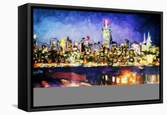 NY City Night I - In the Style of Oil Painting-Philippe Hugonnard-Framed Stretched Canvas