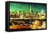 NY City Night III - In the Style of Oil Painting-Philippe Hugonnard-Framed Stretched Canvas