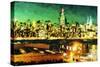 NY City Night III - In the Style of Oil Painting-Philippe Hugonnard-Stretched Canvas