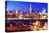 NY City Night IV - In the Style of Oil Painting-Philippe Hugonnard-Stretched Canvas