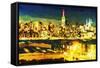 NY City Night V - In the Style of Oil Painting-Philippe Hugonnard-Framed Stretched Canvas