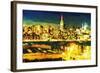 NY City Night V - In the Style of Oil Painting-Philippe Hugonnard-Framed Giclee Print