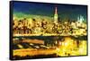 NY City Night V - In the Style of Oil Painting-Philippe Hugonnard-Framed Stretched Canvas