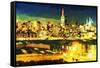 NY City Night V - In the Style of Oil Painting-Philippe Hugonnard-Framed Stretched Canvas