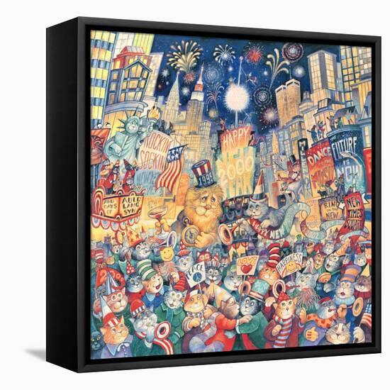 NY Eve 2000 Horiz-Bill Bell-Framed Stretched Canvas