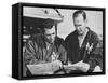 Ny Giants Coaches, Tom Landry and Vince Lombardi Reviewing Play Charts-null-Framed Stretched Canvas