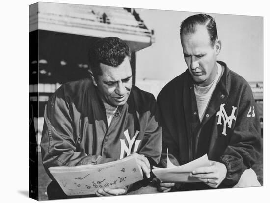 Ny Giants Coaches, Tom Landry and Vince Lombardi Reviewing Play Charts-null-Stretched Canvas