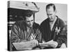 Ny Giants Coaches, Tom Landry and Vince Lombardi Reviewing Play Charts-null-Stretched Canvas