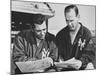 Ny Giants Coaches, Tom Landry and Vince Lombardi Reviewing Play Charts-null-Mounted Photo