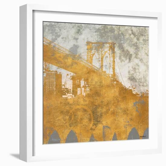 NY Gold Bridge at Dusk I-Dan Meneely-Framed Art Print