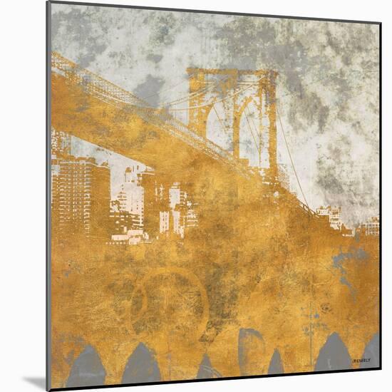 NY Gold Bridge at Dusk I-Dan Meneely-Mounted Art Print