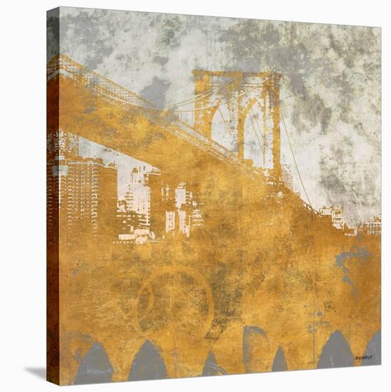 NY Gold Bridge at Dusk I-Dan Meneely-Stretched Canvas