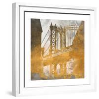 NY Gold Bridge at Dusk II-Dan Meneely-Framed Premium Giclee Print