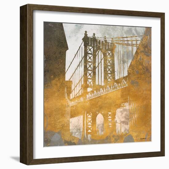 NY Gold Bridge at Dusk II-Dan Meneely-Framed Art Print