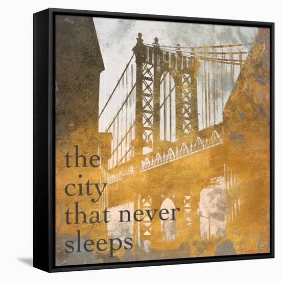 NY Gold Bridge at Dusk II-Dan Meneely-Framed Stretched Canvas