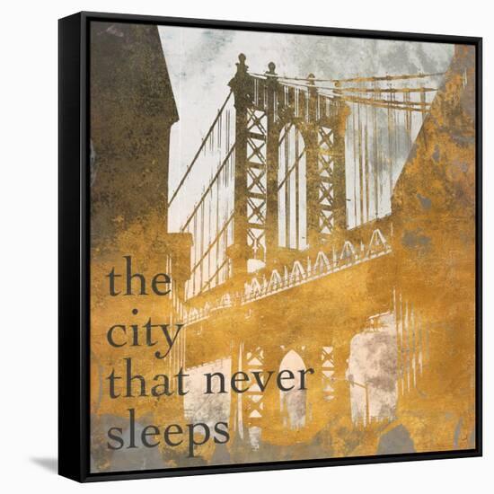 NY Gold Bridge at Dusk II-Dan Meneely-Framed Stretched Canvas