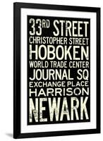 NY/NJ PATH Train Stations Vintage RetroMetro Travel-null-Framed Art Print