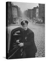 Ny Patrolman James Murphy Standing by His 23 Precinct Squad Car on Street of His East Harlem Beat-Tony Linck-Stretched Canvas