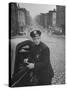 Ny Patrolman James Murphy Standing by His 23 Precinct Squad Car on Street of His East Harlem Beat-Tony Linck-Stretched Canvas