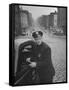 Ny Patrolman James Murphy Standing by His 23 Precinct Squad Car on Street of His East Harlem Beat-Tony Linck-Framed Stretched Canvas