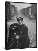 Ny Patrolman James Murphy Standing by His 23 Precinct Squad Car on Street of His East Harlem Beat-Tony Linck-Framed Photographic Print