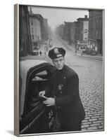 Ny Patrolman James Murphy Standing by His 23 Precinct Squad Car on Street of His East Harlem Beat-Tony Linck-Framed Photographic Print