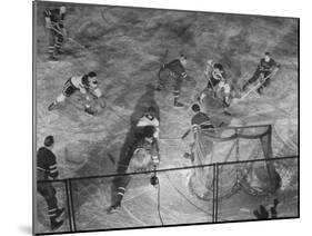 NY Rangers' Goal is Characteristic of Chicago Black Hawks Style of Attack in Ice Hockey Game-Frank Scherschel-Mounted Premium Photographic Print