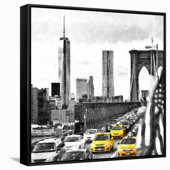 NY Taxis Bridge-Philippe Hugonnard-Framed Stretched Canvas