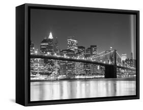 NY - Towers and Spot Lights-Jerry Driendl-Framed Stretched Canvas