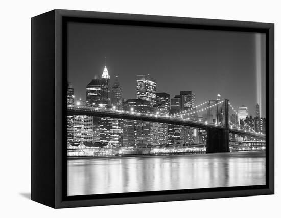 NY - Towers and Spot Lights-Jerry Driendl-Framed Stretched Canvas